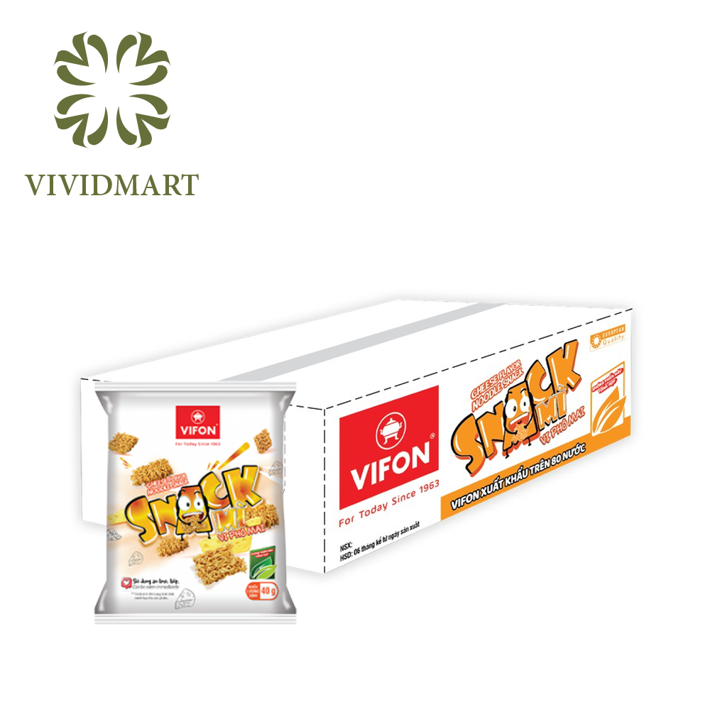 Snack mì ăn liền / mì trẻ em 5 vị bò nướng, bơ tỏi, phô mai / phomai, wasabi, hải sản chua cay – gói 40g - vifon