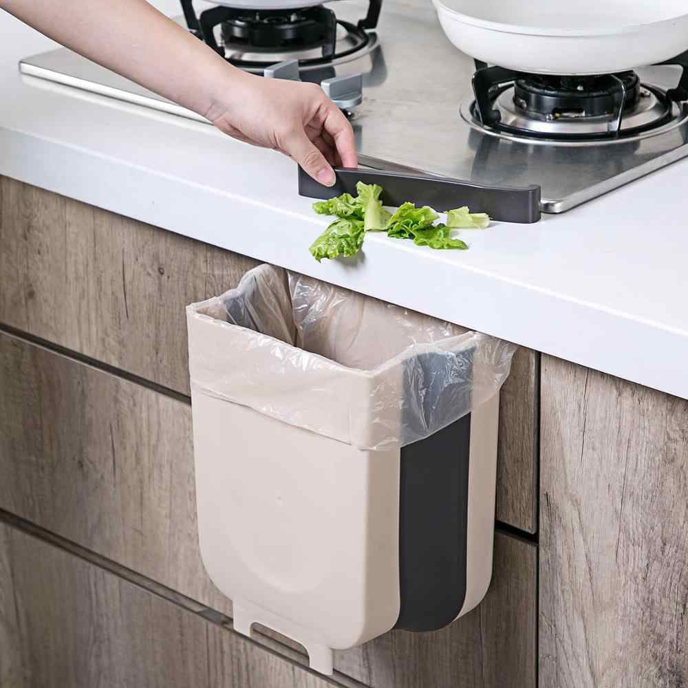 Thùng rác gấp gọn thông minh kẹp tủ nhà bếp tiện dụng - màu cà phê, có giá treo khắp nơi trong nhà - Fancy Home
