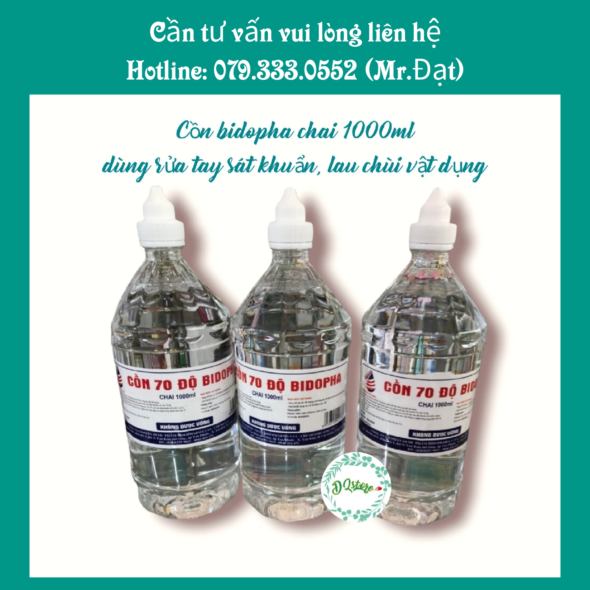 CỒN 70 ĐỘ BIDOPHA CHAI 1000ML