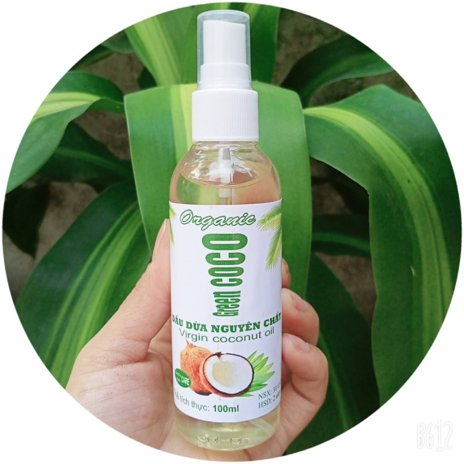 [Chai Xịt] Dầu Dừa 100% Nguyên Chất Organic Green CoCo hỗ trợ dưỡng tóc, giảm tóc xù, rối, gãy ... 100ml