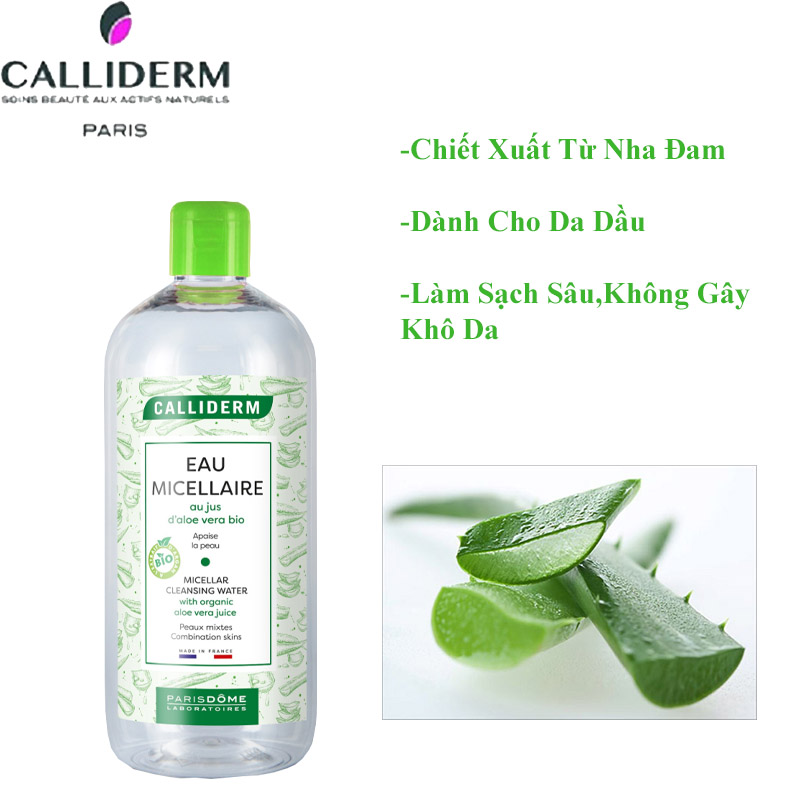 [HCM]Nước Tẩy Trang Cho Da Dầu Micellaire CALLIDERM Pháp 500ml ( Xanh Lá )