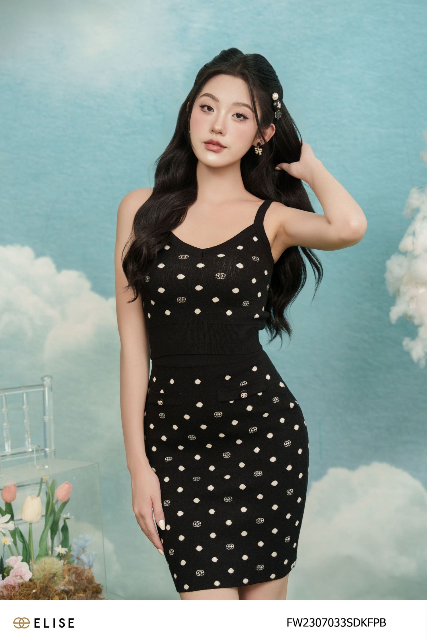 SET len đen chấm bi thiết kế Elise FW2307033SDKFPB