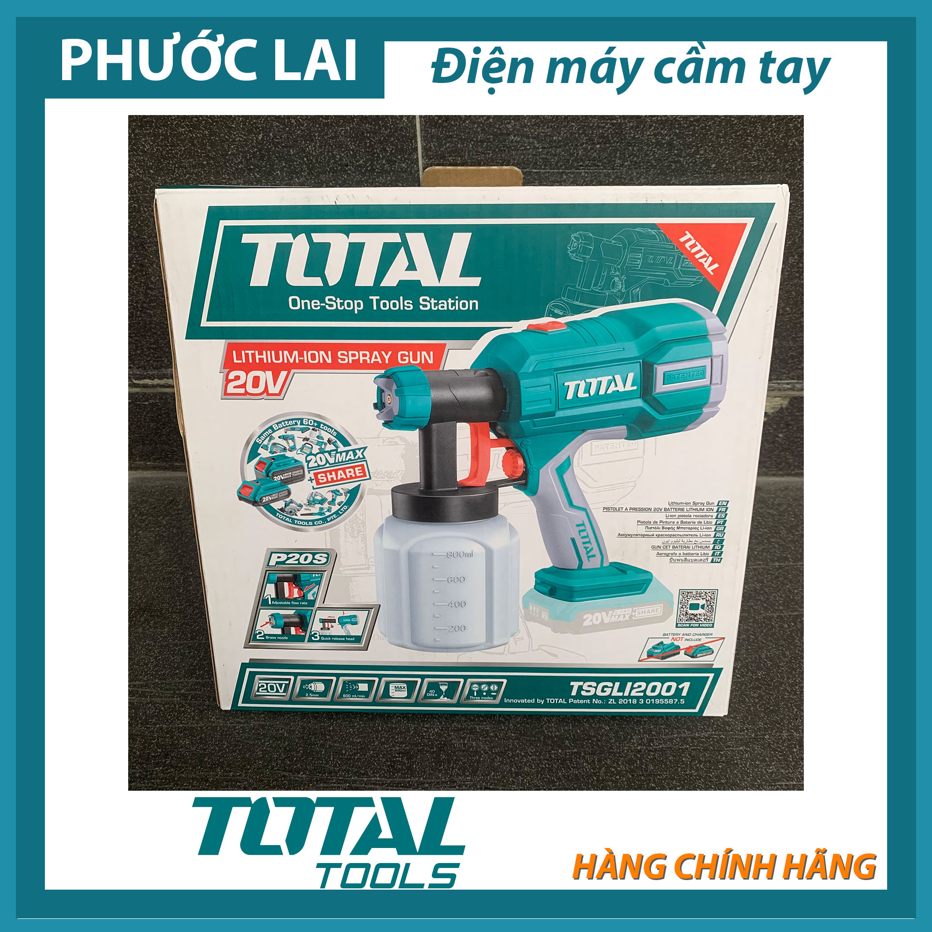 Súng Phun sơn dùng pin Lithium Total TSGLI2001