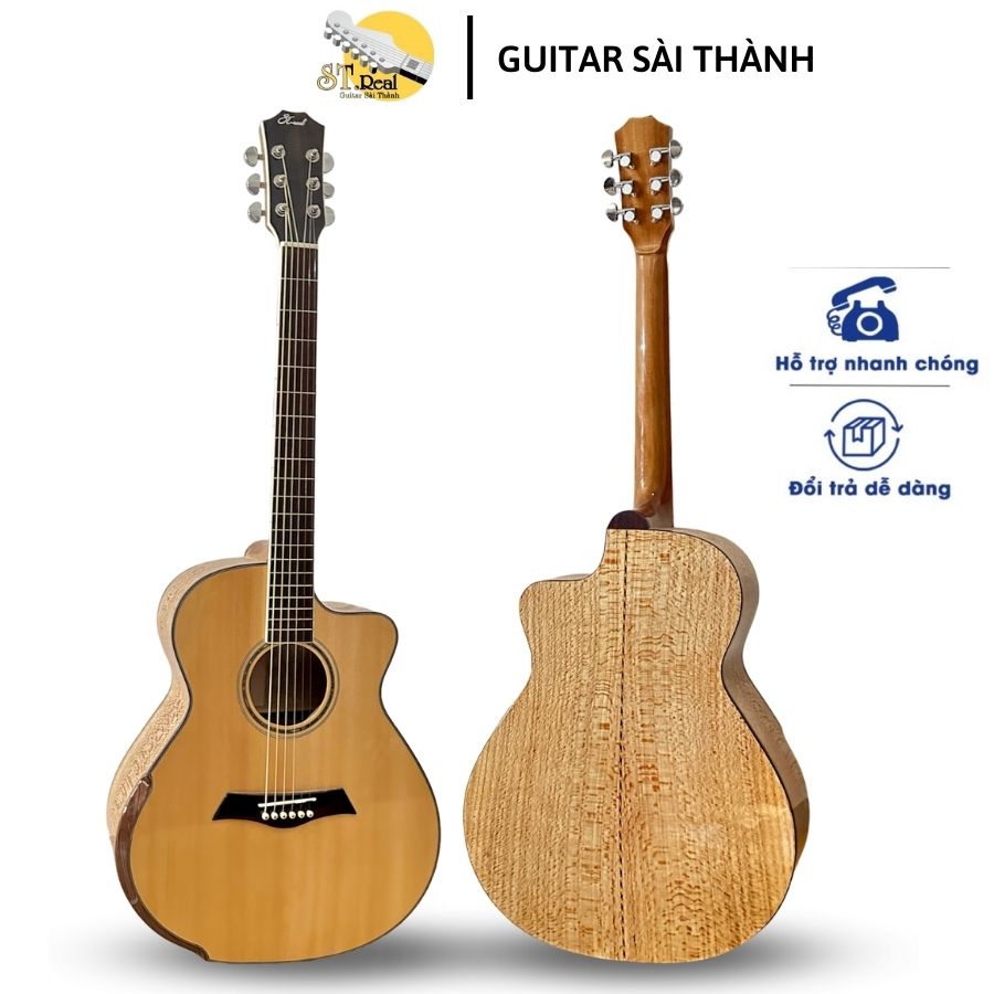 Đàn guitar acoustic custom gỗ sồi pháp mã st-dc90 chính hãng st.real guitar sài thành