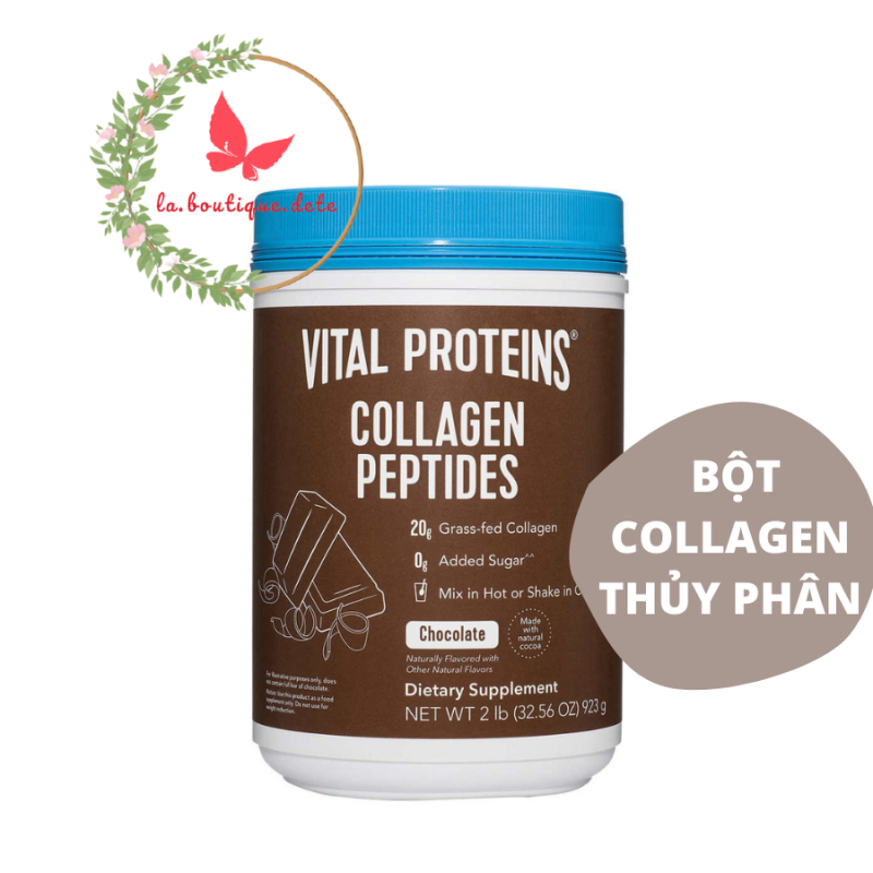 Bột Collagen thủy phân dưỡng da móng chắc khỏe xương Vital Proteins Collagen Peptides Chocolate 923g - Hàng Mỹ cao cấp