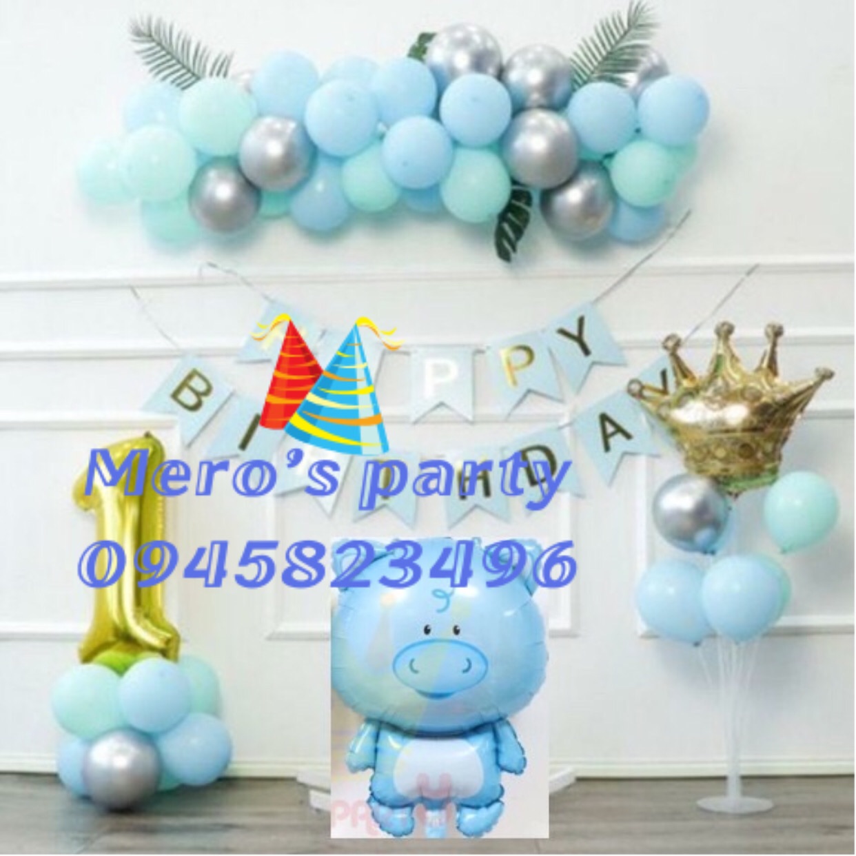 (Kèm trụ) Set trang trí sinh nhật heo