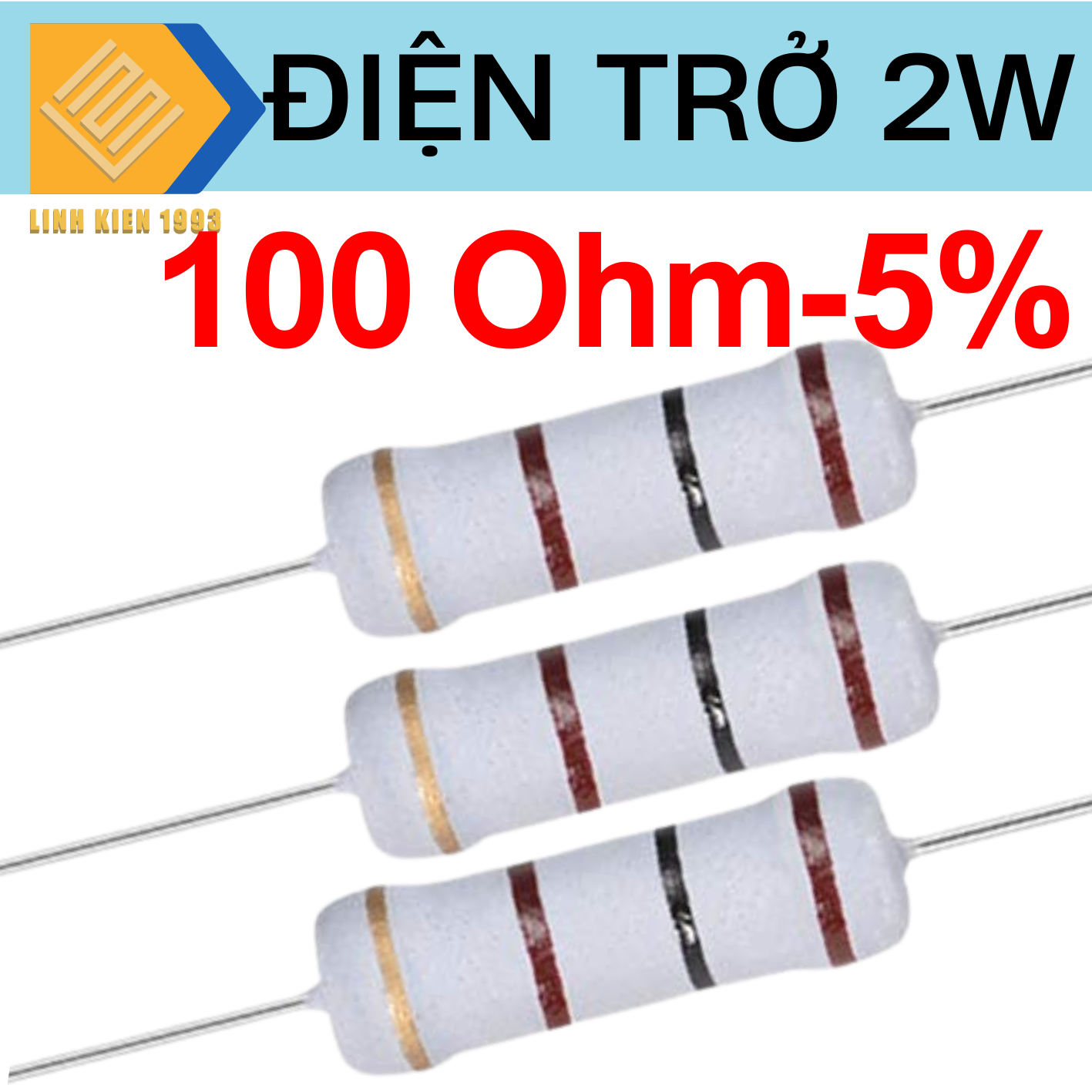 Điện trở 100 ohm 2w 5% 4 vòng màu