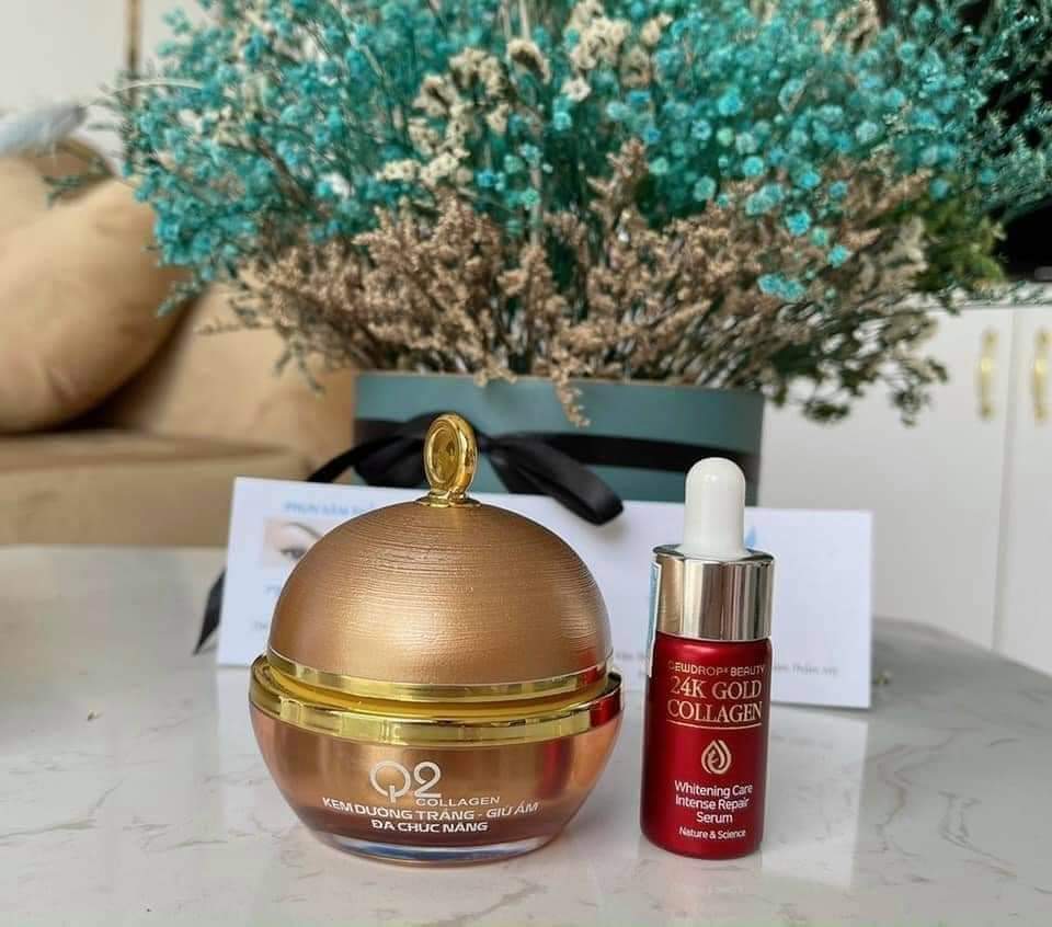 [HCM]Combo Kem Dưỡng Q2 Vàng và Serum Dew 24k