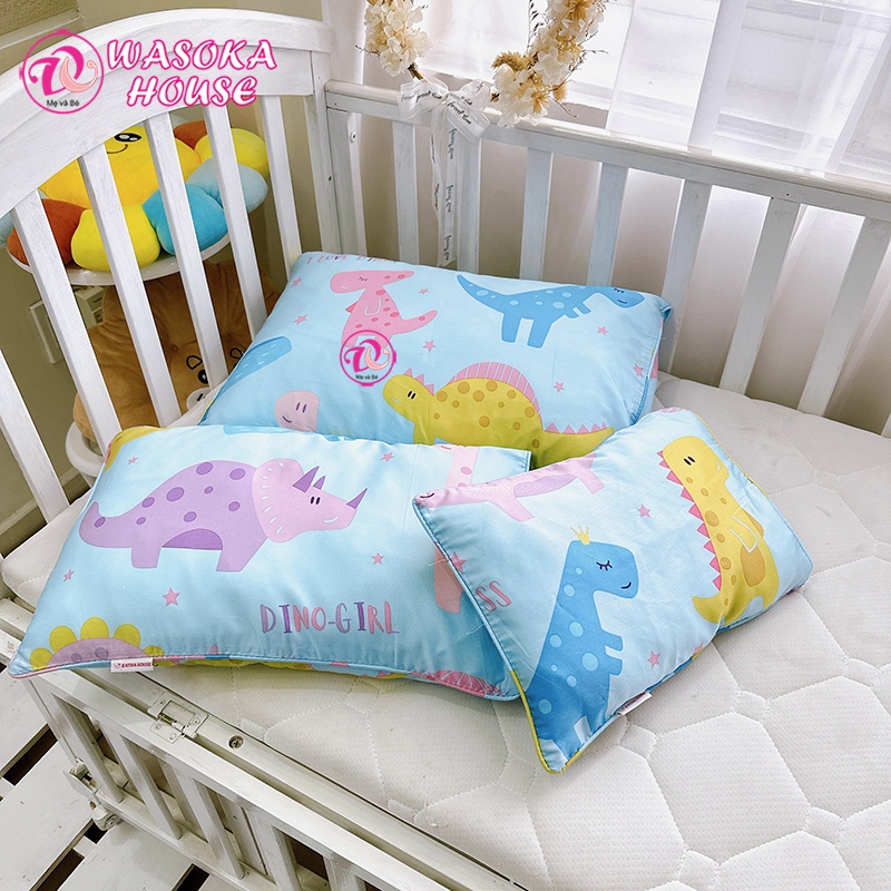Pillow for baby lying 1-4 age, fabric Tencel wool feather artificial, cool super soft, ultra-quiet, cartoon cute help baby sleep well
