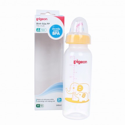 [Nhập RS0822 giảm 30k cho đơn 99k]COMBO 3 Bình Sữa Pigeon 240ml - Bình Sữa PP Tiêu Chuẩn ( BPA Free)