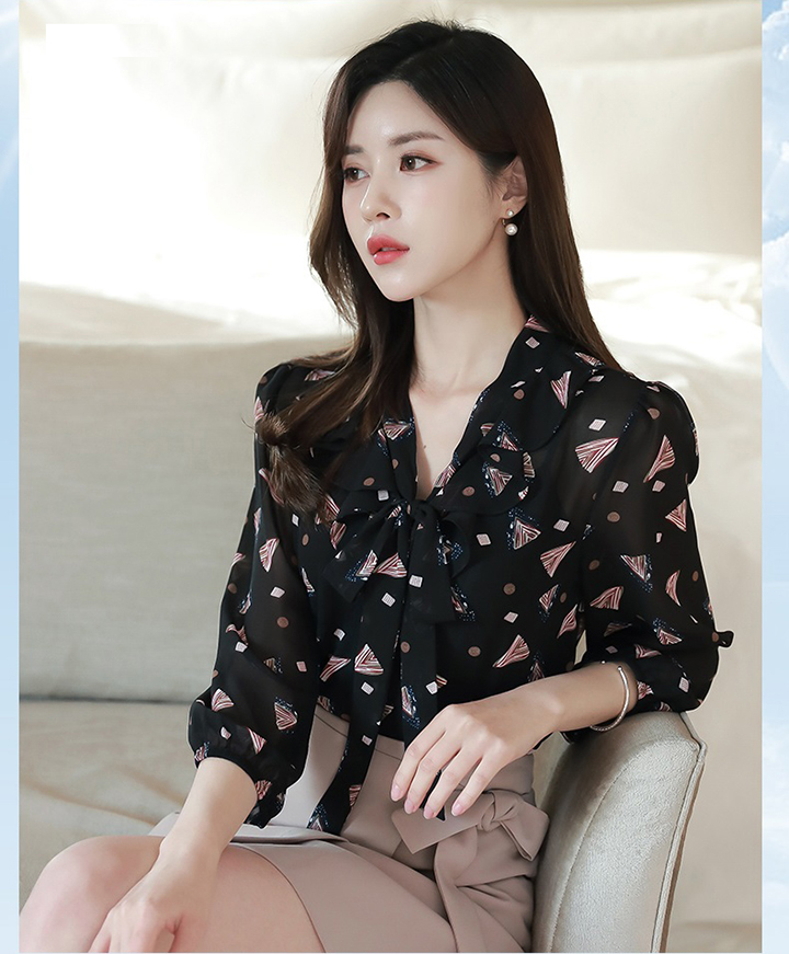 [HCM]Áo Sơ Mi Nữ In Họa Tiết Thời Trang