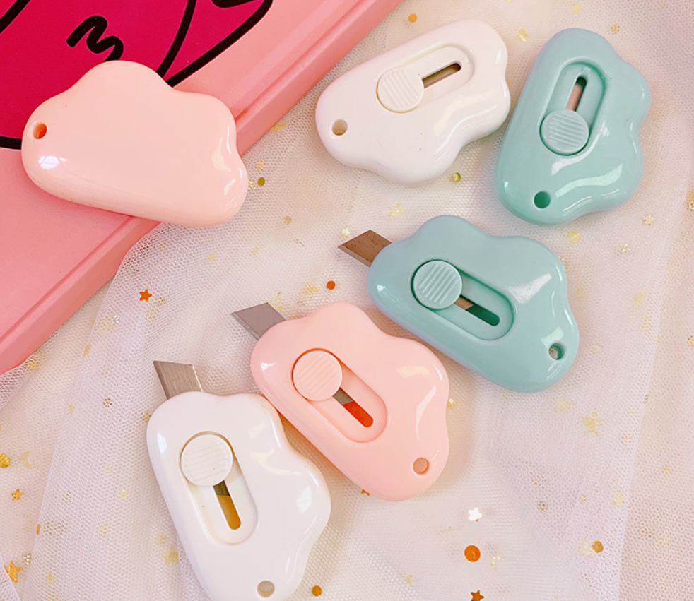 Dao rọc giấy mini hình mây đeo móc chìa khóa