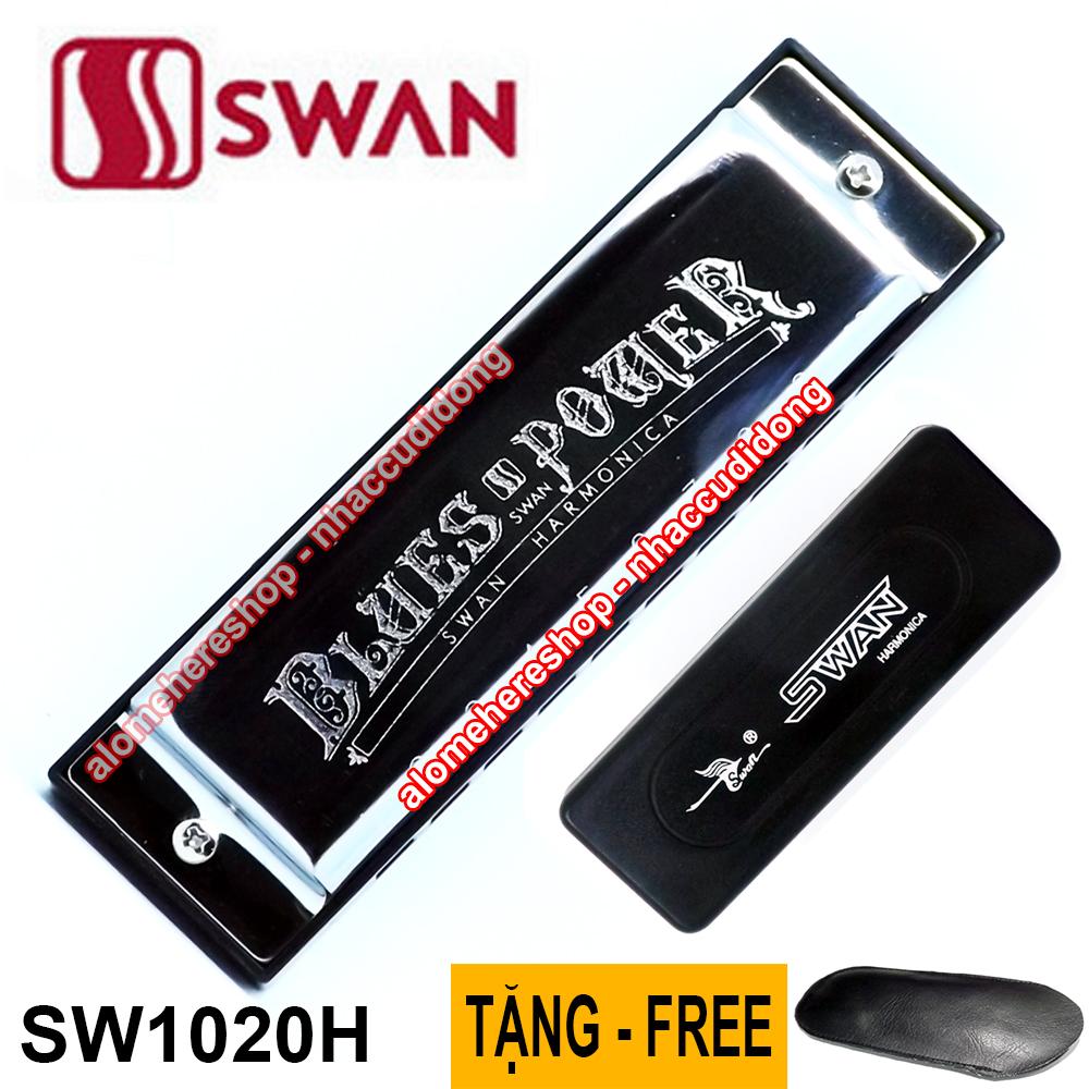 Kèn harmonica Swan BluesPower SW1020H Key C (Bạc)(Đen)