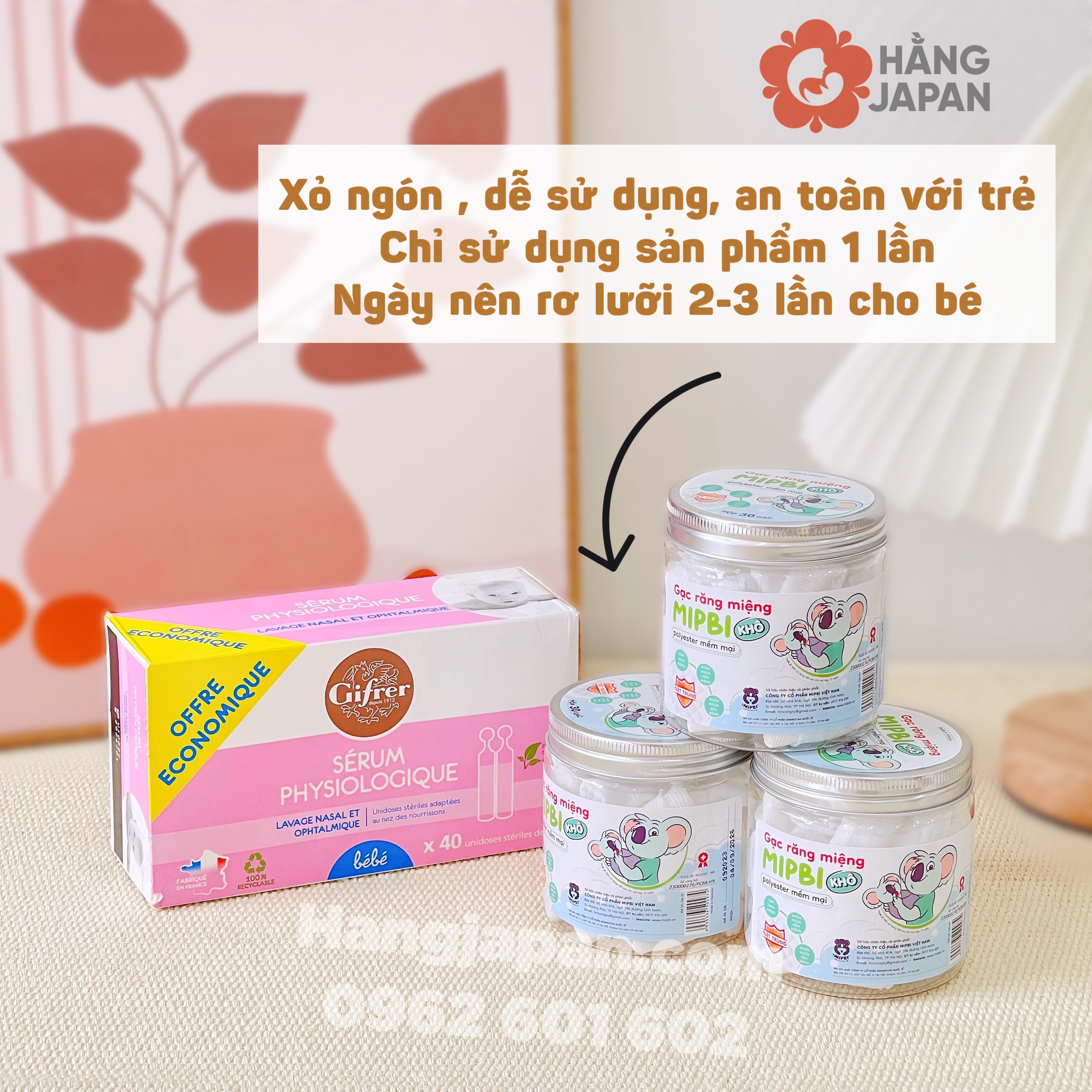 Gạc rơ lưỡi mipbi khô vệ sinh răng miệng rơ lưỡi cho bé hộp 30 chiếc