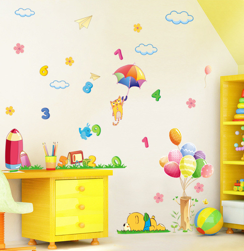 Decal dán tường số học cho bé