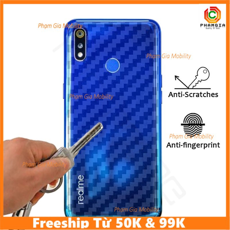 Dán carbon Realme 5/ Realme 5 pro vân nổi 3D trong