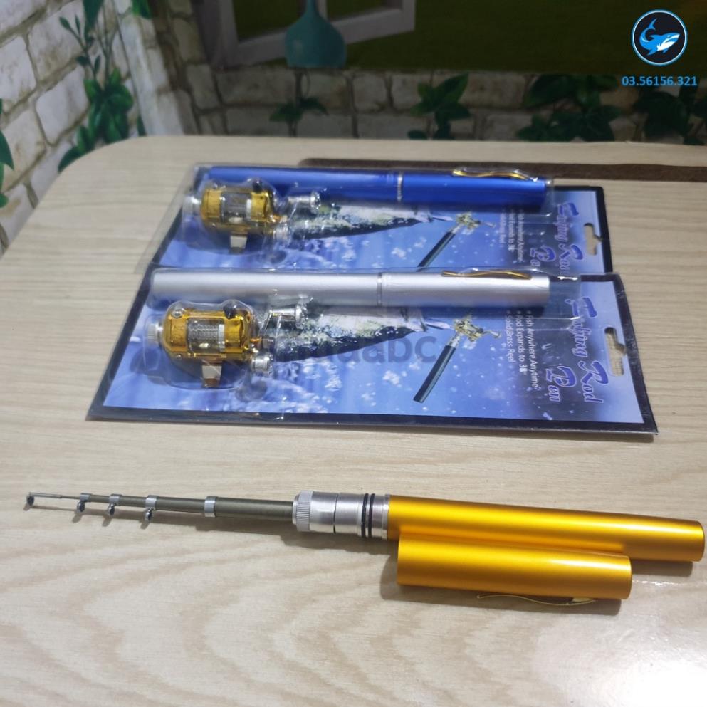 Cần câu cá mini hình cây bút kèm máy ngang