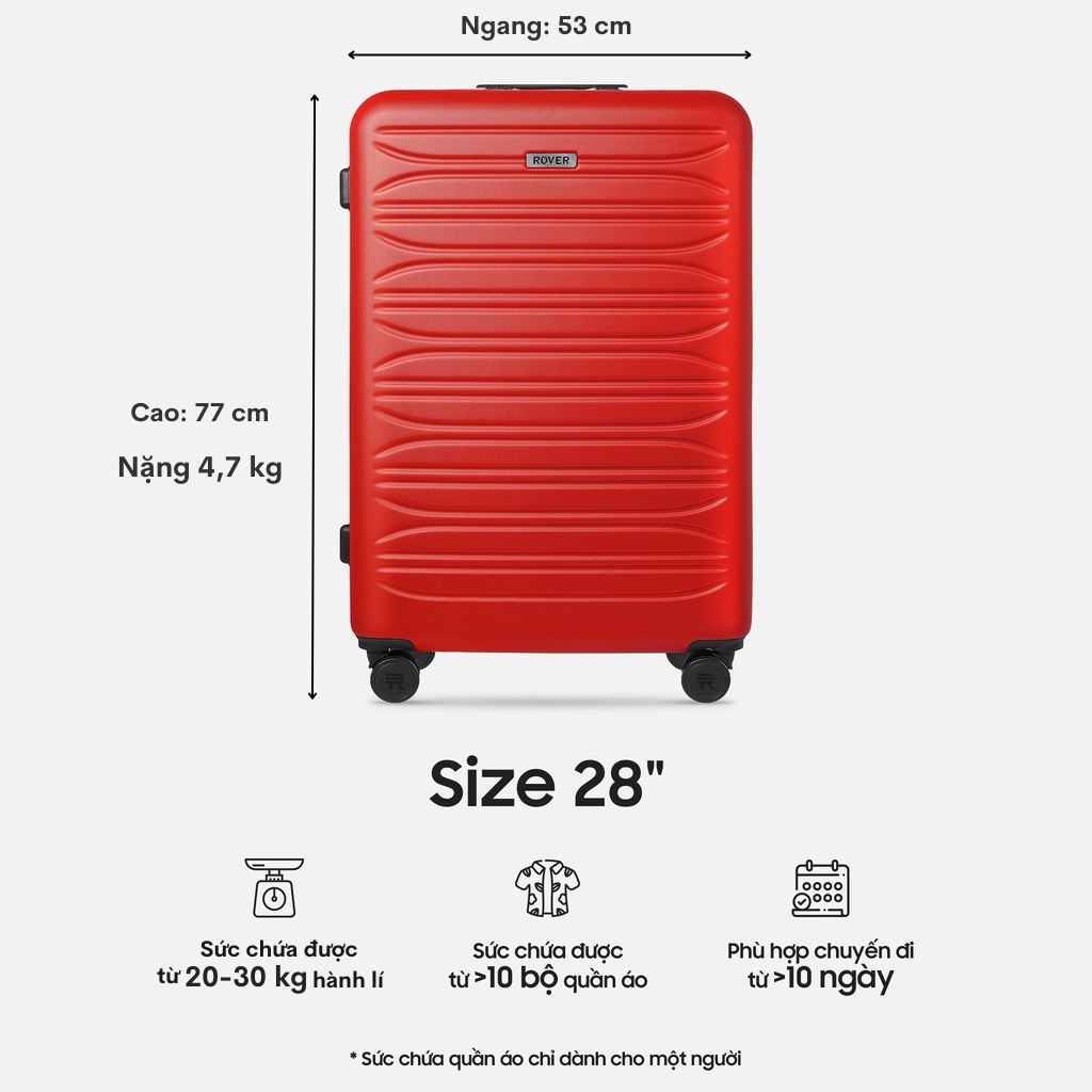 Vali kéo du lịch ROVER Emi - Size Ký Gửi (Size 28)