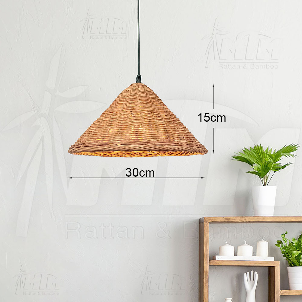 Đèn mây nón đan kín - Lồng đèn, Chụp đèn treo trang trí.