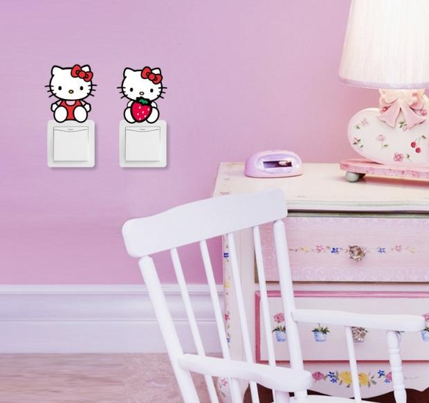 Decal dán công tắc ĐÈN - hình Mèo Hồng