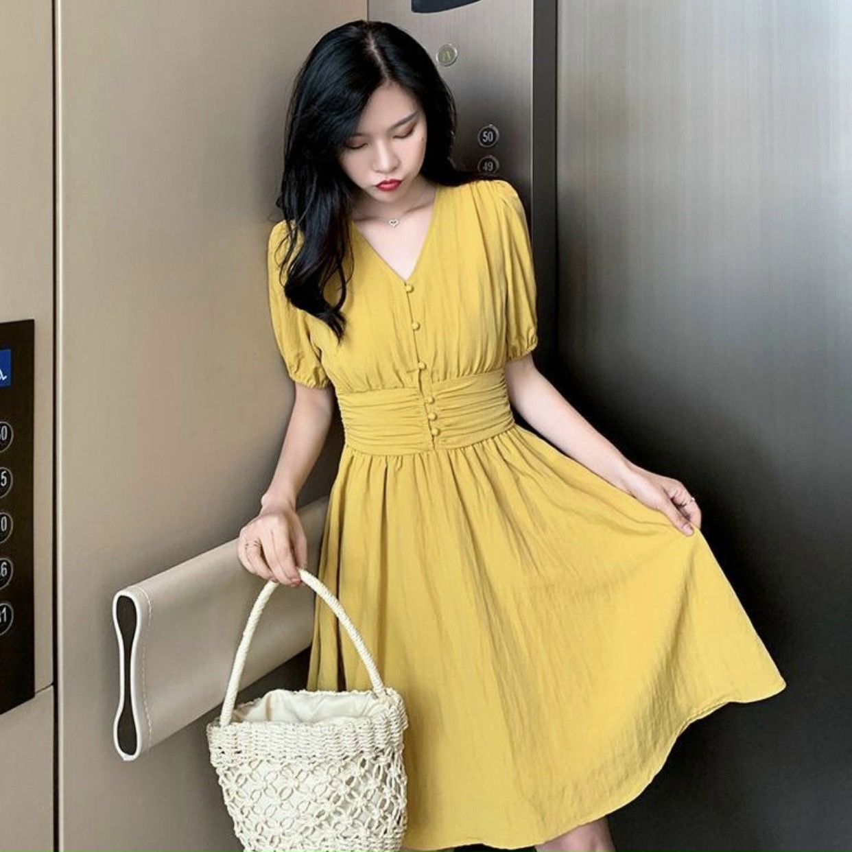 [HCM]Sleeveless V-neck Dress 2 Colors - DX0063