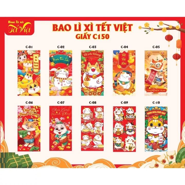 [Quà Tặng Không Bán] SET 10 Bao Lì Xì Tết 2024 Giáp Thìn Cực Đẹp