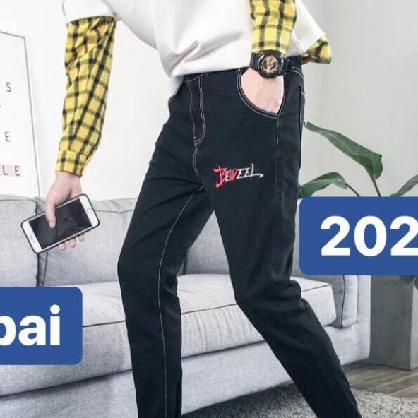 QUẦN JEAN NAM CHẤT BÒ ĐEN THÊU HOÀNG GIA BEWELL HÀN QUỐC BD-2020 CAO CẤP - DUBAI FASHION