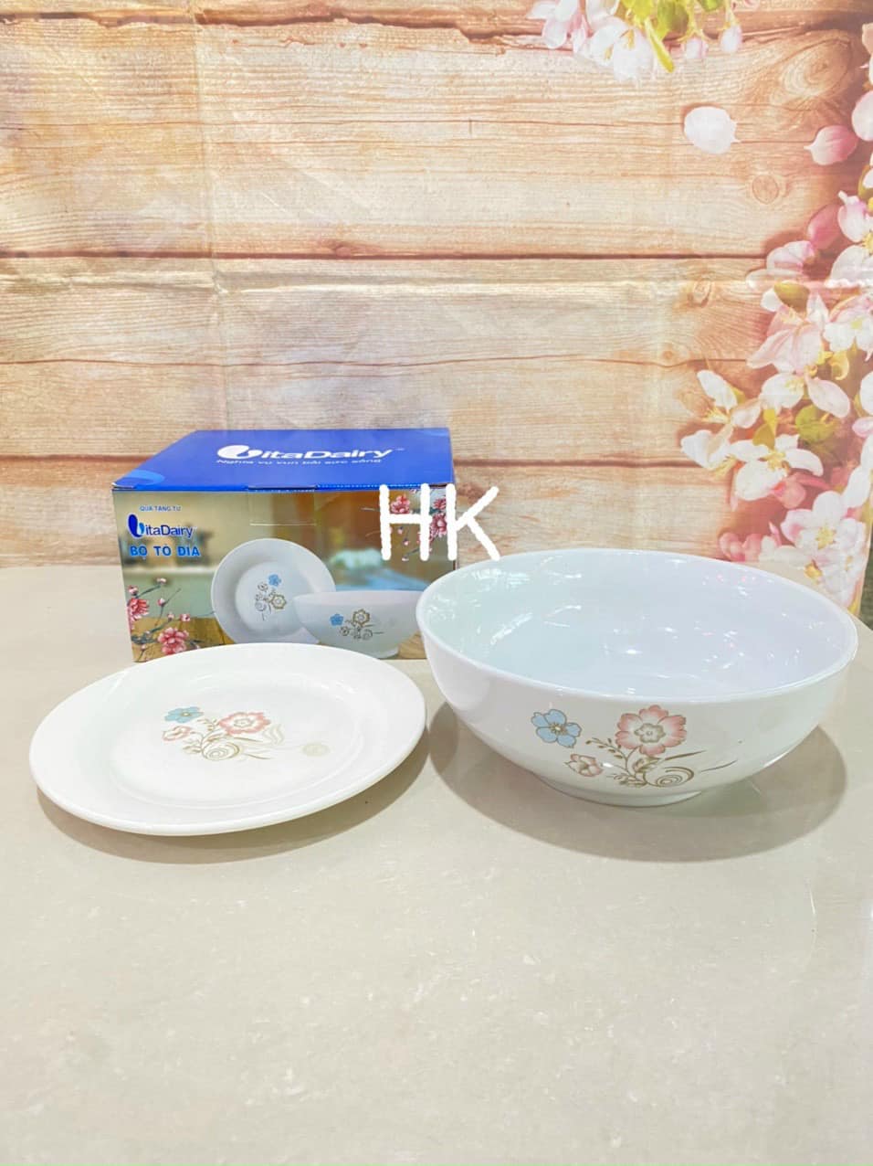 [HKMTH]Bộ 1 tô 1 dĩa bằng sứ hkm Vitadairy