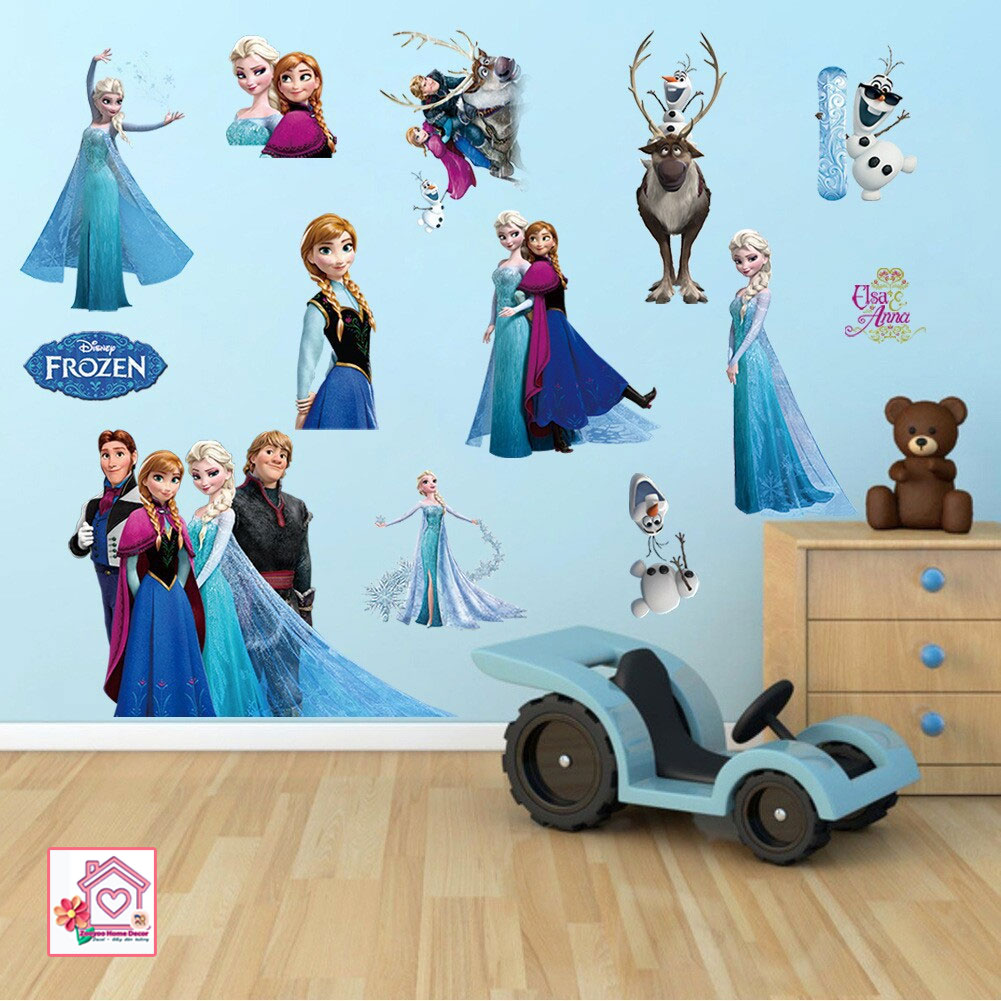 Decal dán tường Công chúa Tuyết Elsa trang trí tường phòng khách phòng ngủ - Sticker - Miếng dán tường - Hình dán