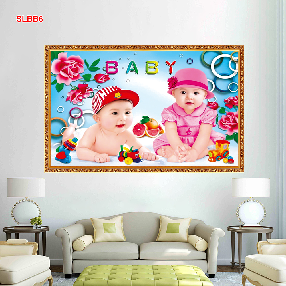 TRANH DÁN TƯỜNG 3D EM BÉ BABY -SLBB6- CÓ IN THEO YÊU CẦU -TRANH TRANG TRÍ PHÒNG NGỦ
