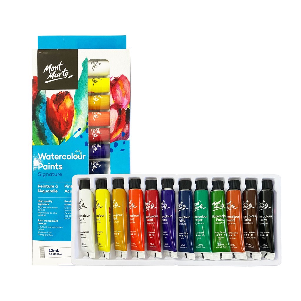 Bộ màu nước dạng tuýp Mont Marte 12ml