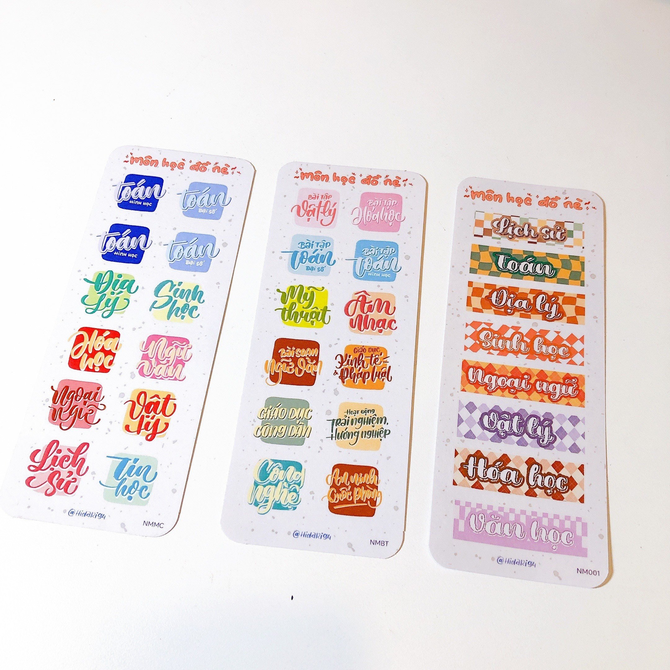Sticker Môn Học Dễ Thương - Sticker Ham Học - Hidari