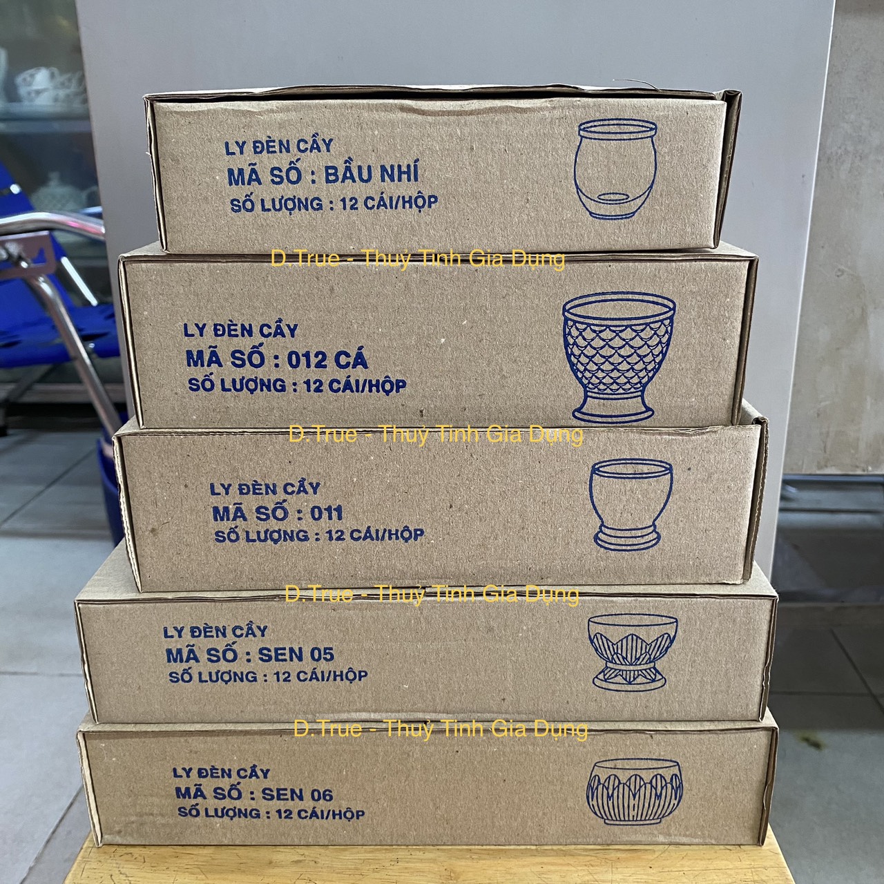 [Ly Đèn Cầy/ Ly Đựng Nến] Hộp 12 Ly Kiểu Loại Nhỏ (5 Kiểu)