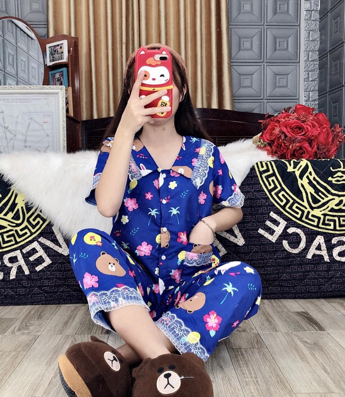 [HCM]Bộ  Pijama mặt ở nhà hình hoa -MTB