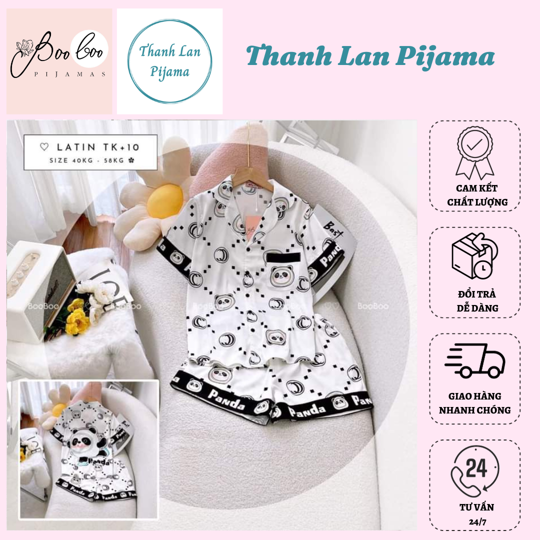 (Tay Ngắn Quần Đùi) - Pijama Mặc Nhà Boo Boo Lụa Latin 40-58kg