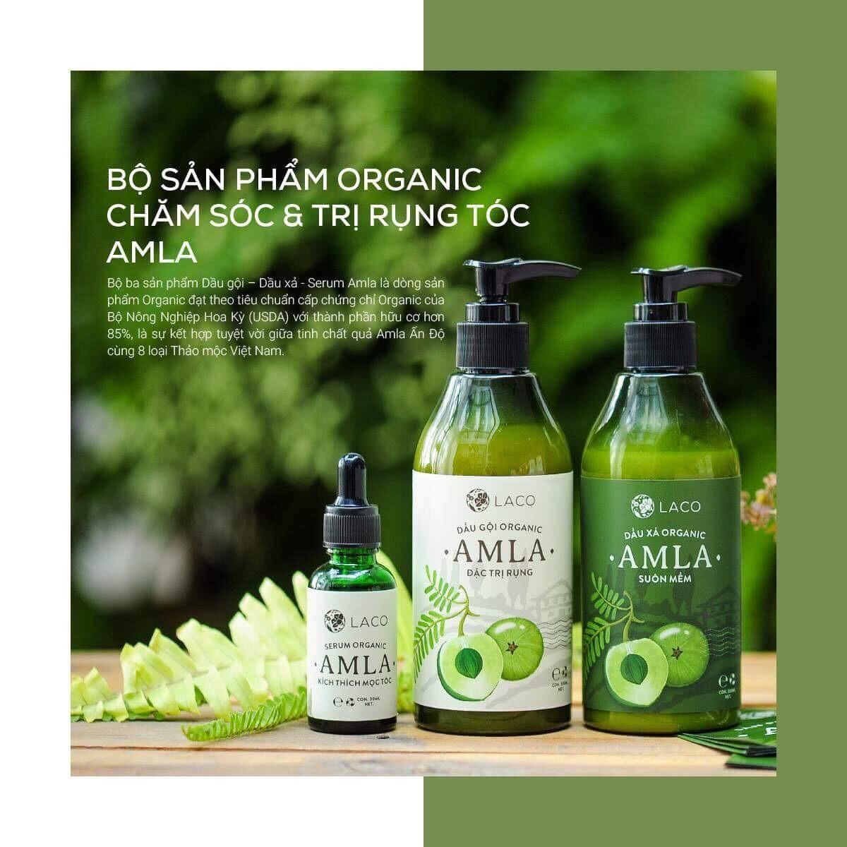 Set Dầu gội Organic Amla - (gội, xả, tinh chất dưỡng tóc)