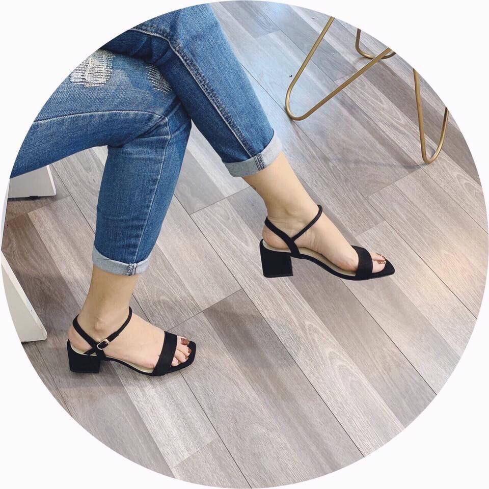 [Tặng dây giày] Sandal da lộn gót 5cm - Kienvang99