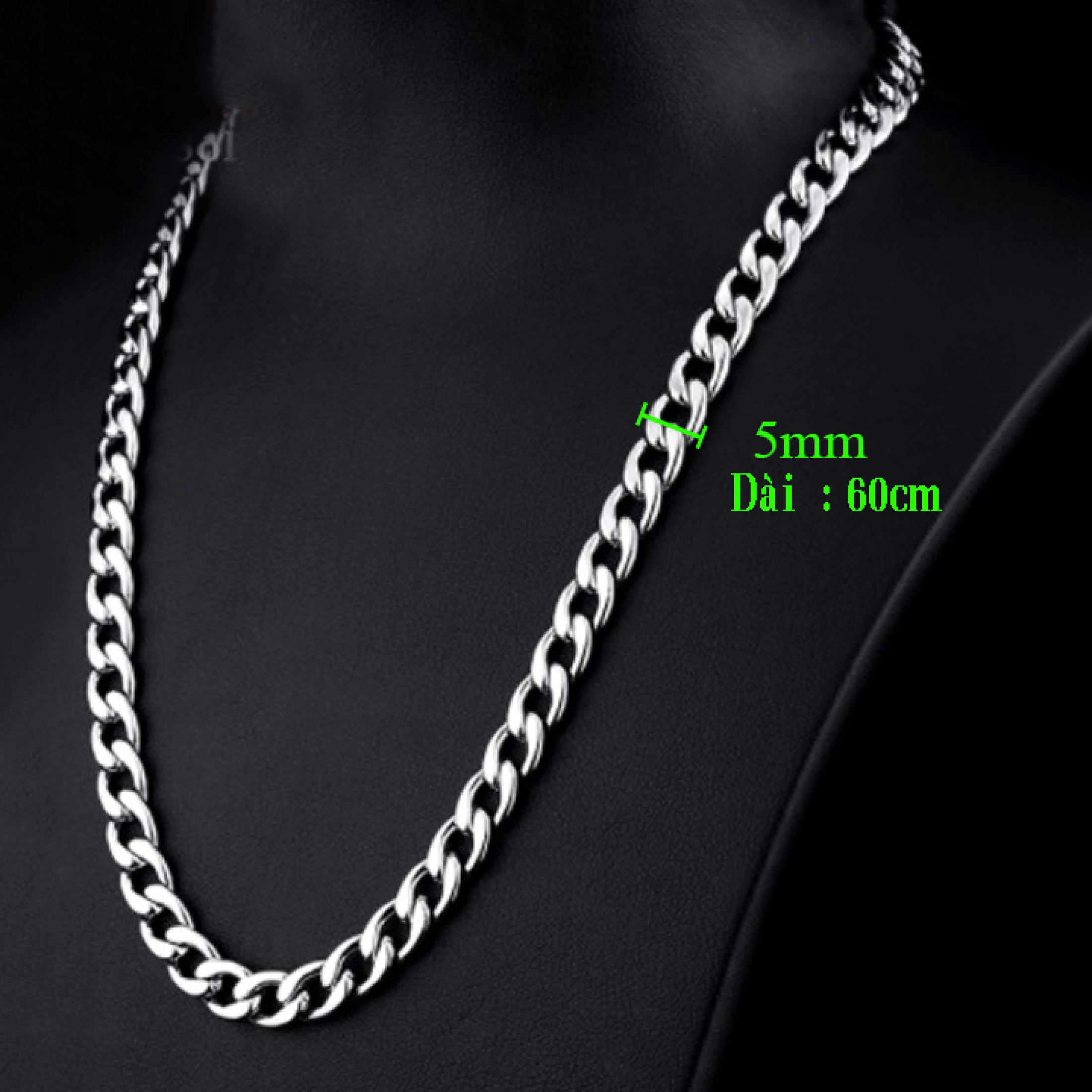 [HCM]Dây Chuyền Nam  Thép Titan Cá Tính Cao Cấp  Dày 5mm Dài 60cm DC5LY