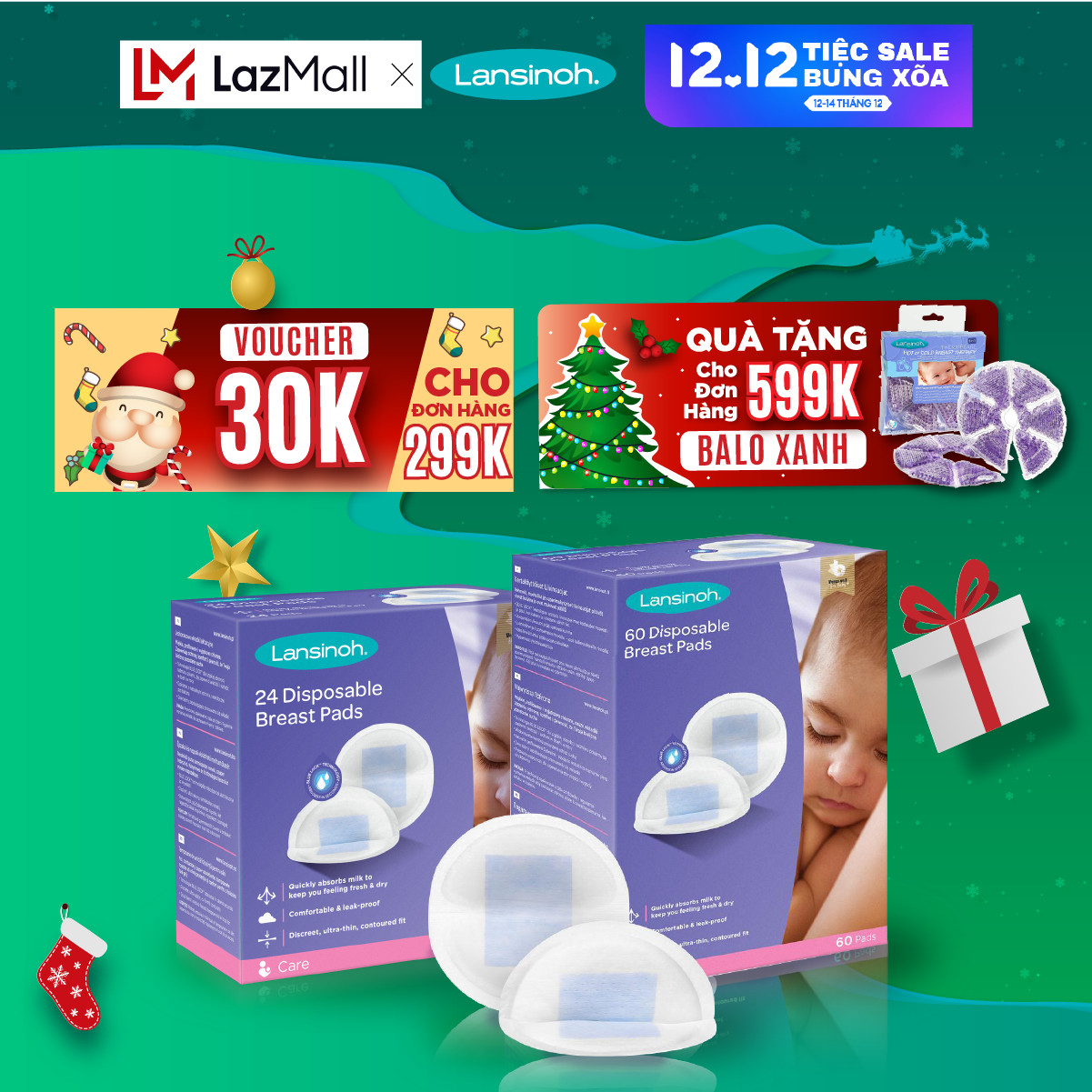 Tấm lót thấm sữa Lansinoh (24 miếng/hộp) - HSD: 11/2023