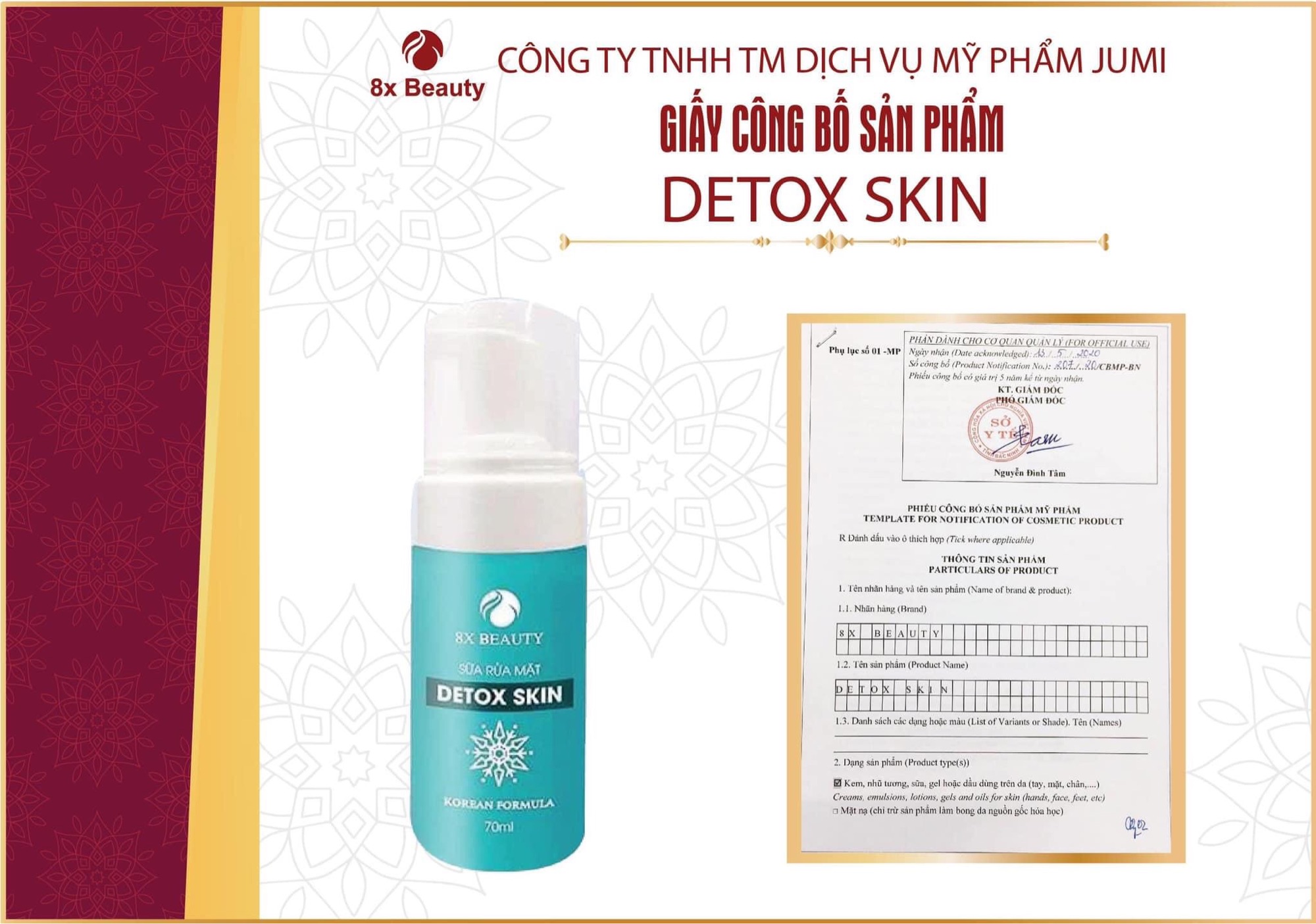 Sữa Rửa Mặt DETOX SKIN 8XBeauty