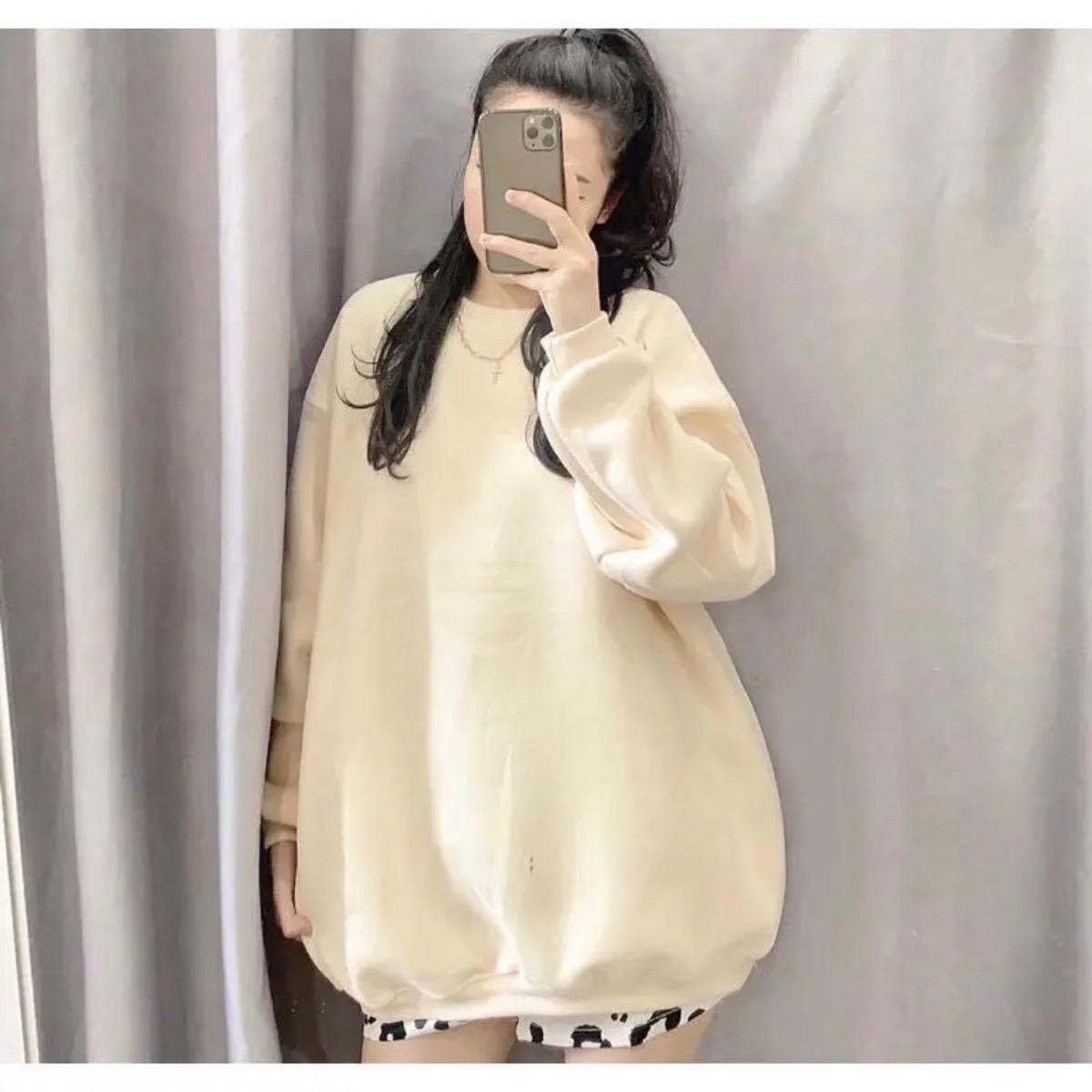 Áo Sweater Trơn Không Cổ Các Màu