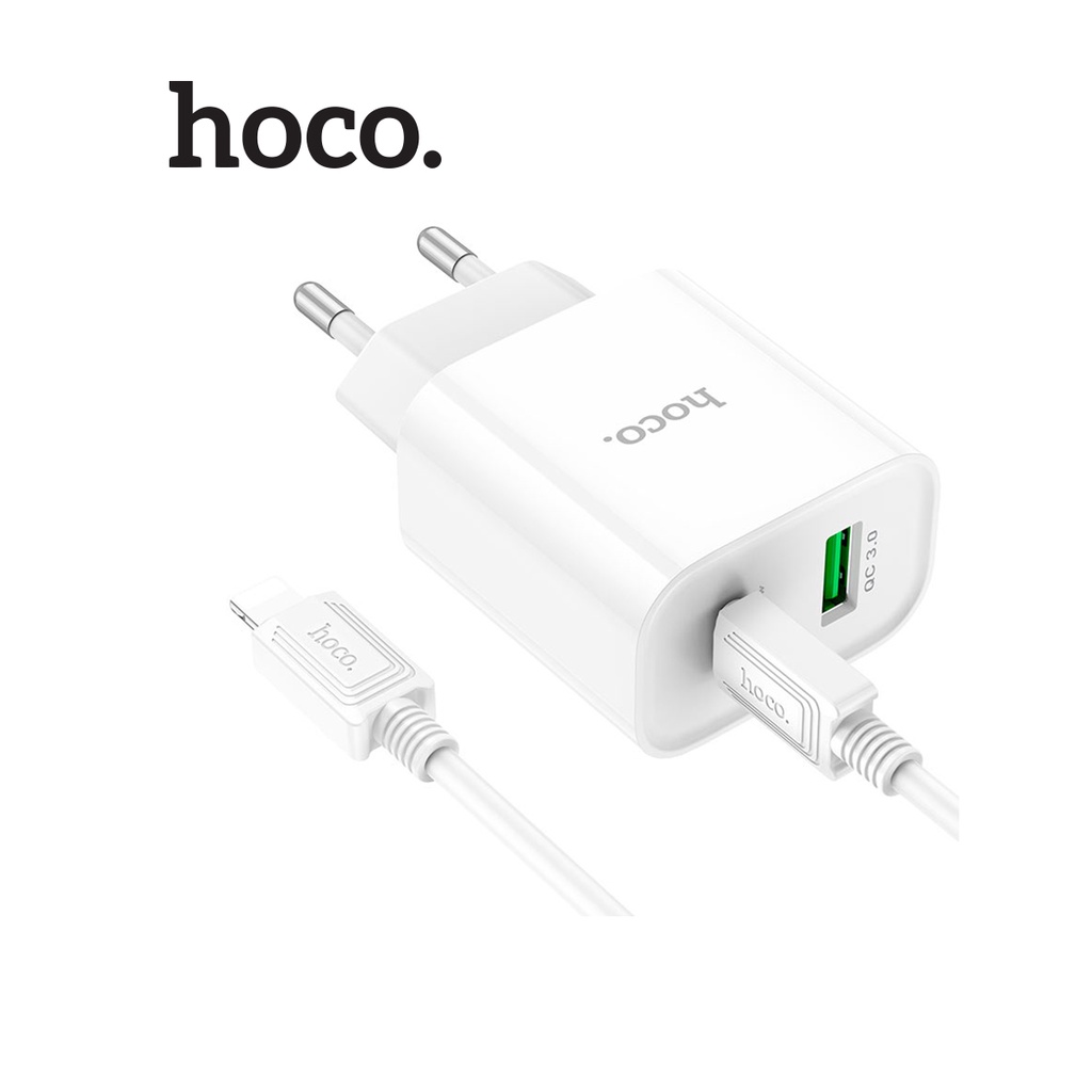 Bộ sạc Hoco C80A Plus sạc nhanh PD20W 2 cổng ( USB + Type-C ) QC3.0 ( kèm cáp Type-C to Lightning dài 1M )