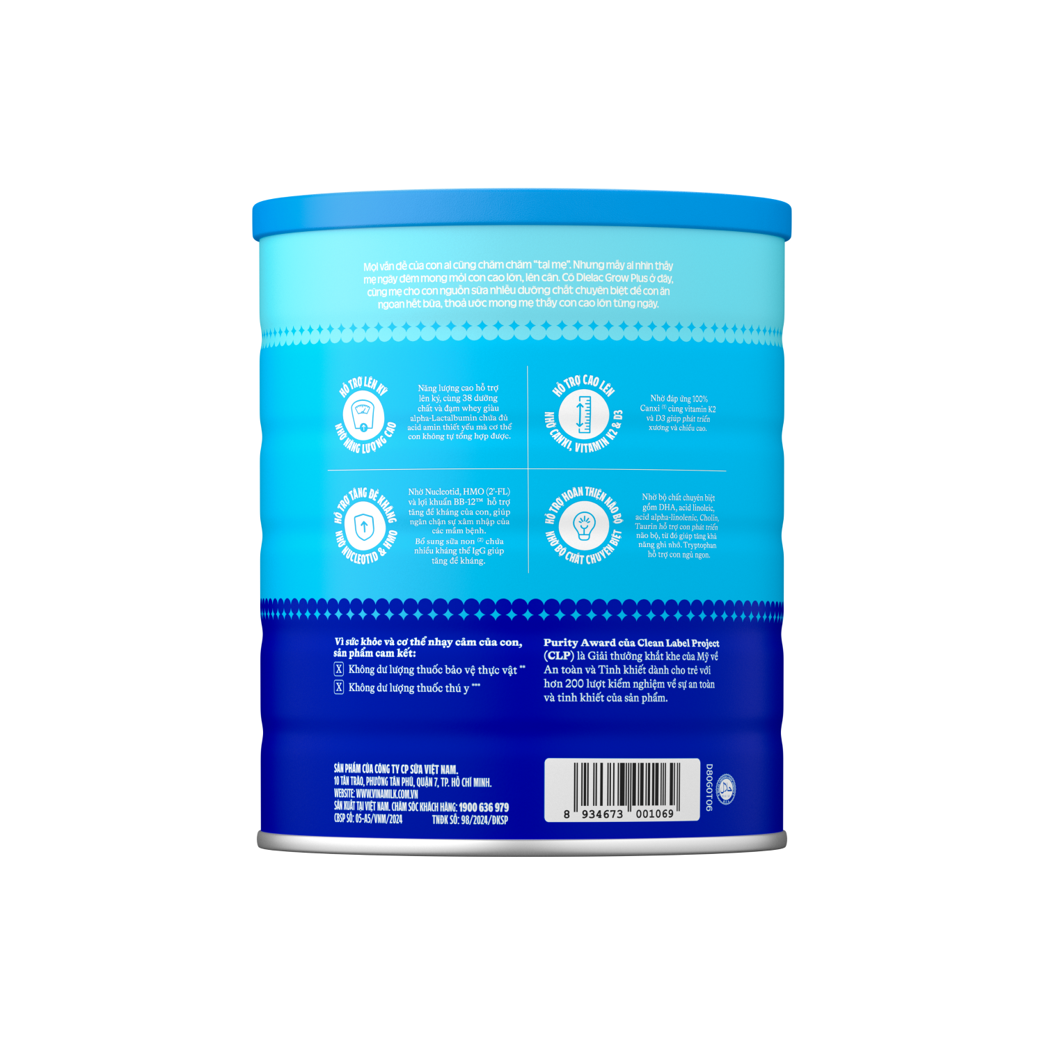 Sữa Bột Dielac Grow Plus 2+ HT 850g (Sữa Non) (Cho Trẻ Từ 2 - 10 Tuổi)
