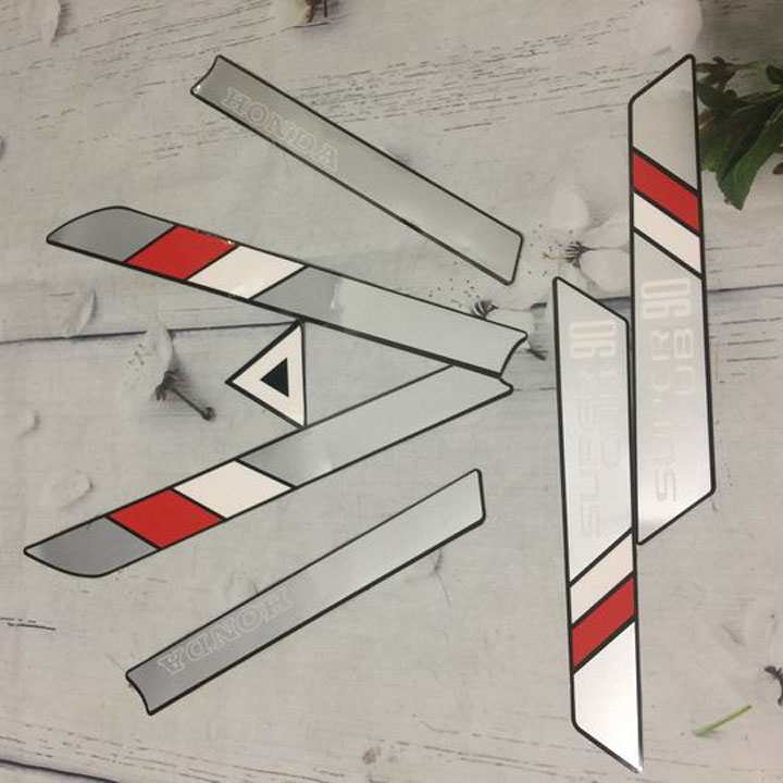 [HỎNG ĐÃ CÓ SHOP LO] Tem CUB 82  màu ĐỎ - Phối màu nền XÁM TRẮNG số 70-90, chuyên cung cấp phụ tùng xe máy