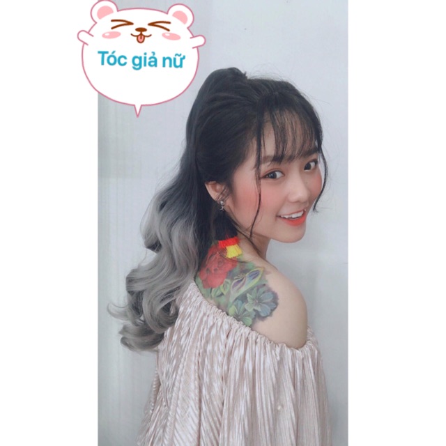 Tóc giả xoăn - Tóc giả ngoặm omber khói