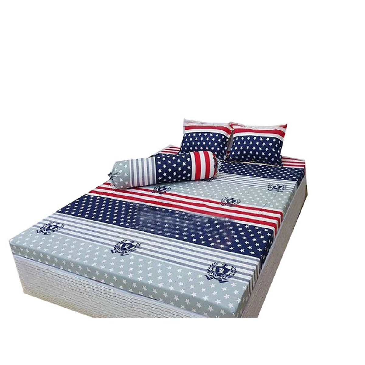 Bộ 5 món chăn ga gối cotton poly mẫu cờ mỹ