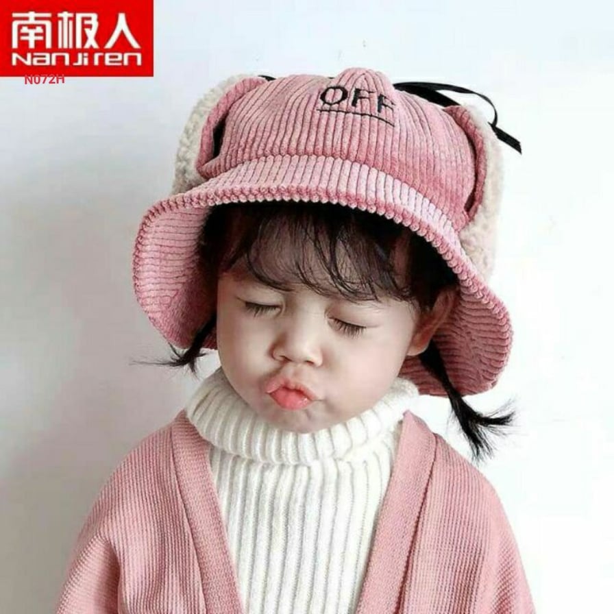 Mũ Off Kèm Bịt Tai Lông Cừu Giữ Ấm Dành Cho Bé (2-6 tuổi)