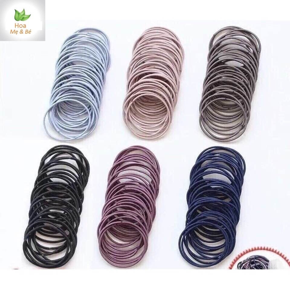 [HCM]Set 100 dây cột tóc Bịch 100 dây cột tóc Combo 100 dây chun buộc tóc Dây cột tóc cho nữ Cột tóc nữ Dây buộc tóc nữ