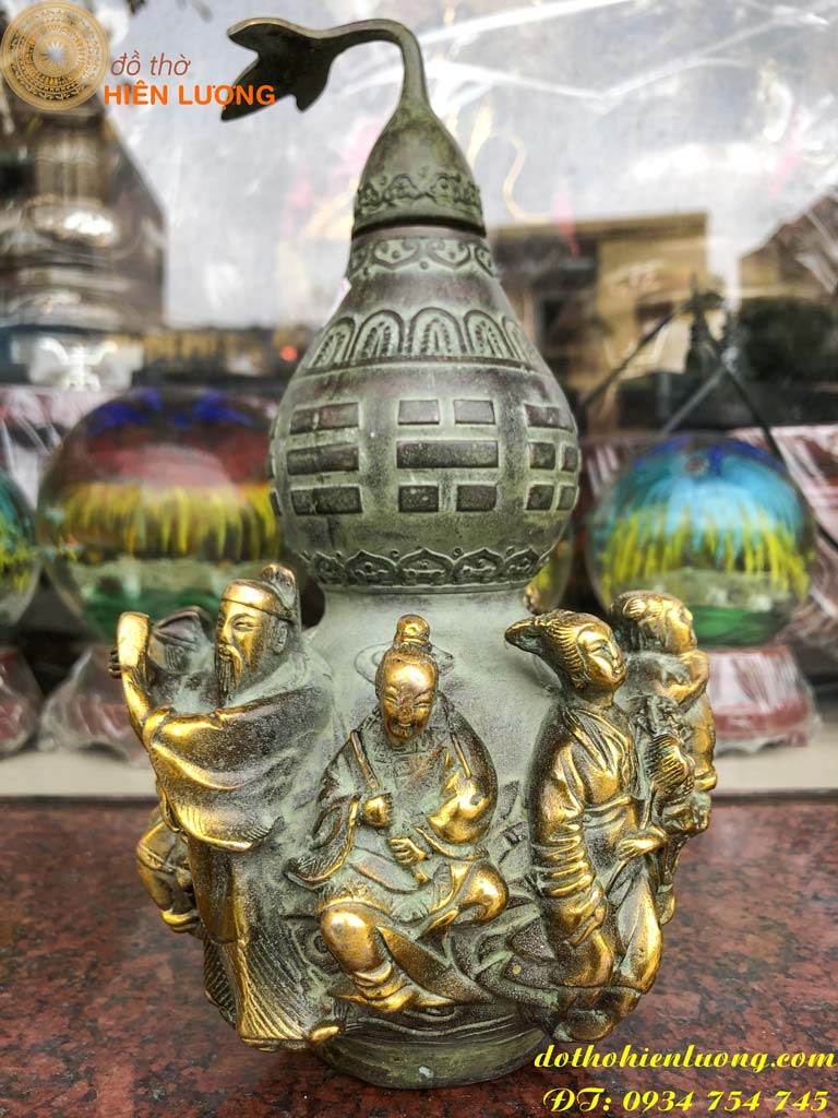 Hồ lô bát tiên bằng đồng giả cổ cao 17cm