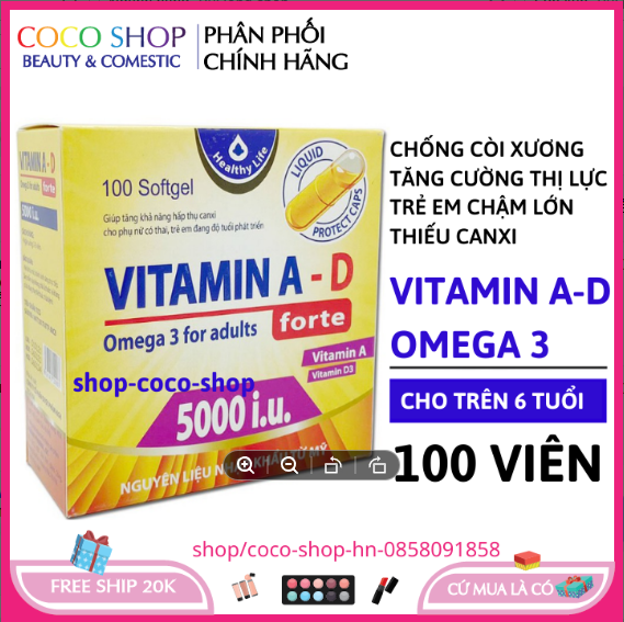 Viên uống Vitamin A-D bổ sung vitamin A, vitamin D – hộp 100 viên